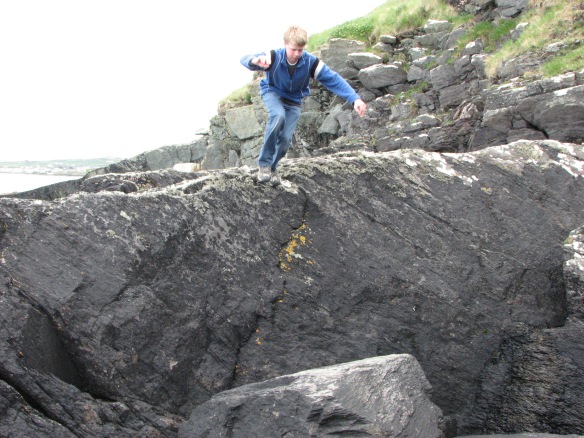 Jump fearlessly to the many smaller rocks below